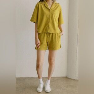 NWT Things Between Terrycloth Button down set Medium